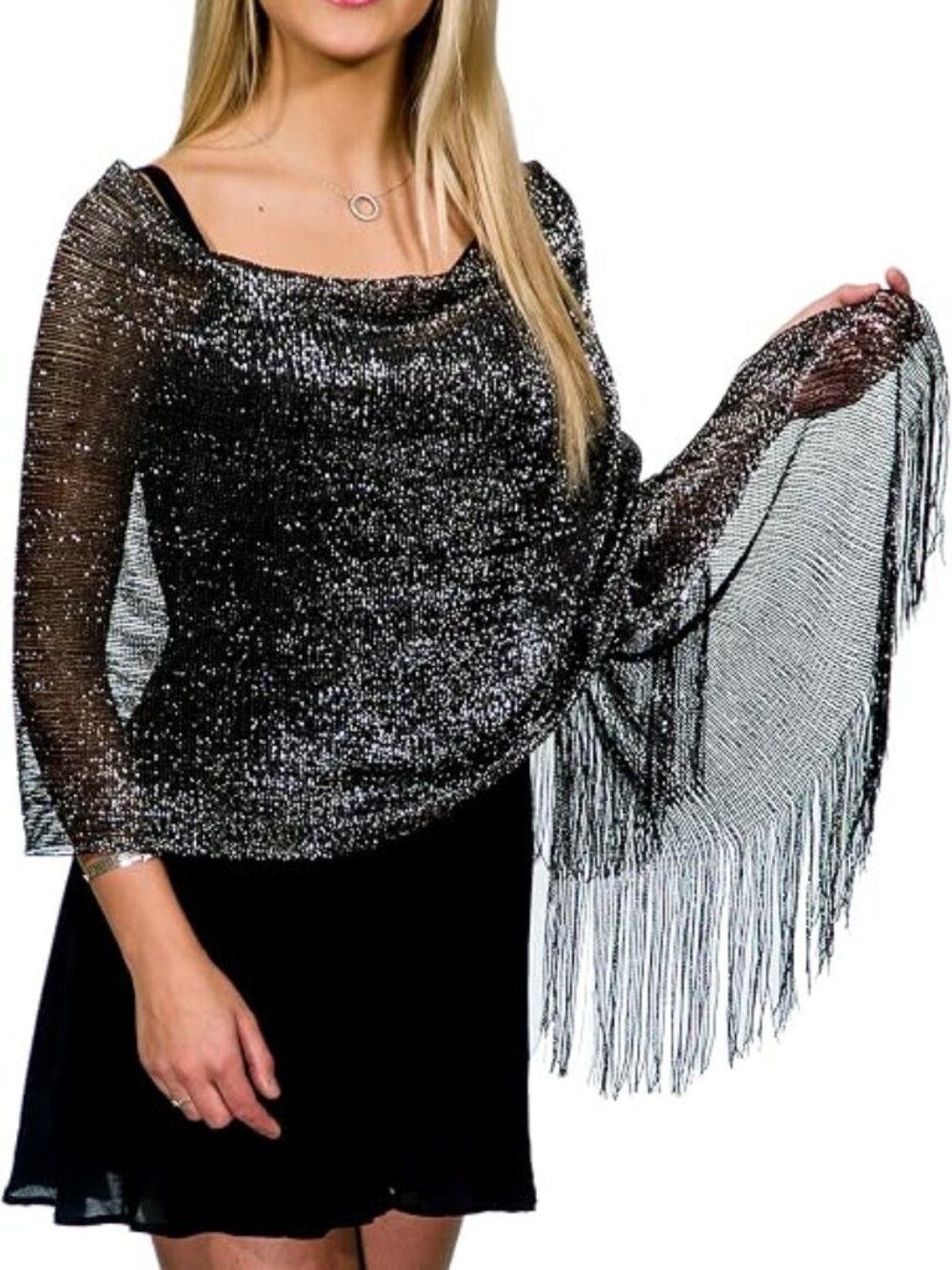 Women’s Sparkly Metallic Shawl Evening Wrap Wedding Party Scarf Glitter Pashmina